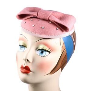 Pink Pillbox Fascinator Tilt Hat Retro Style for Party Wedding Church - Hey Viv